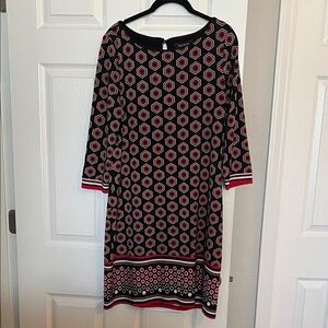 White House Black Market Black and Red Hexagon Dress